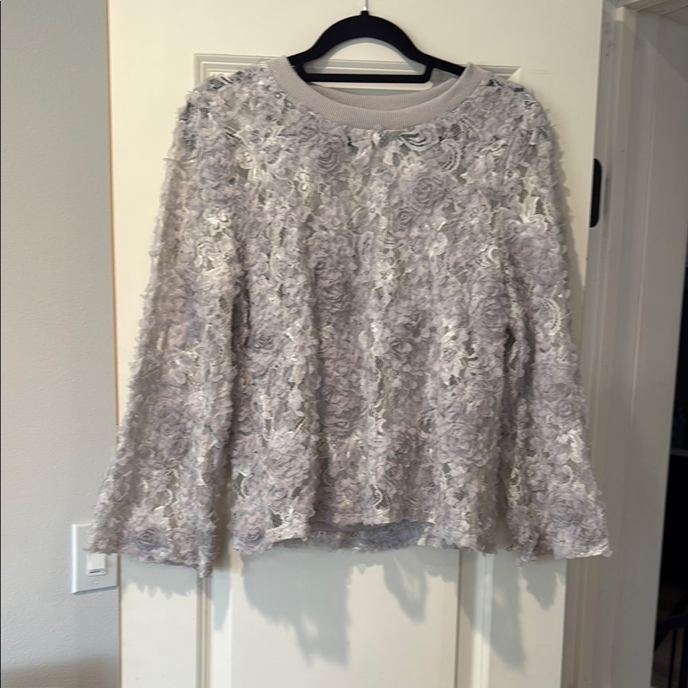Anthropologie Textured Gray Top